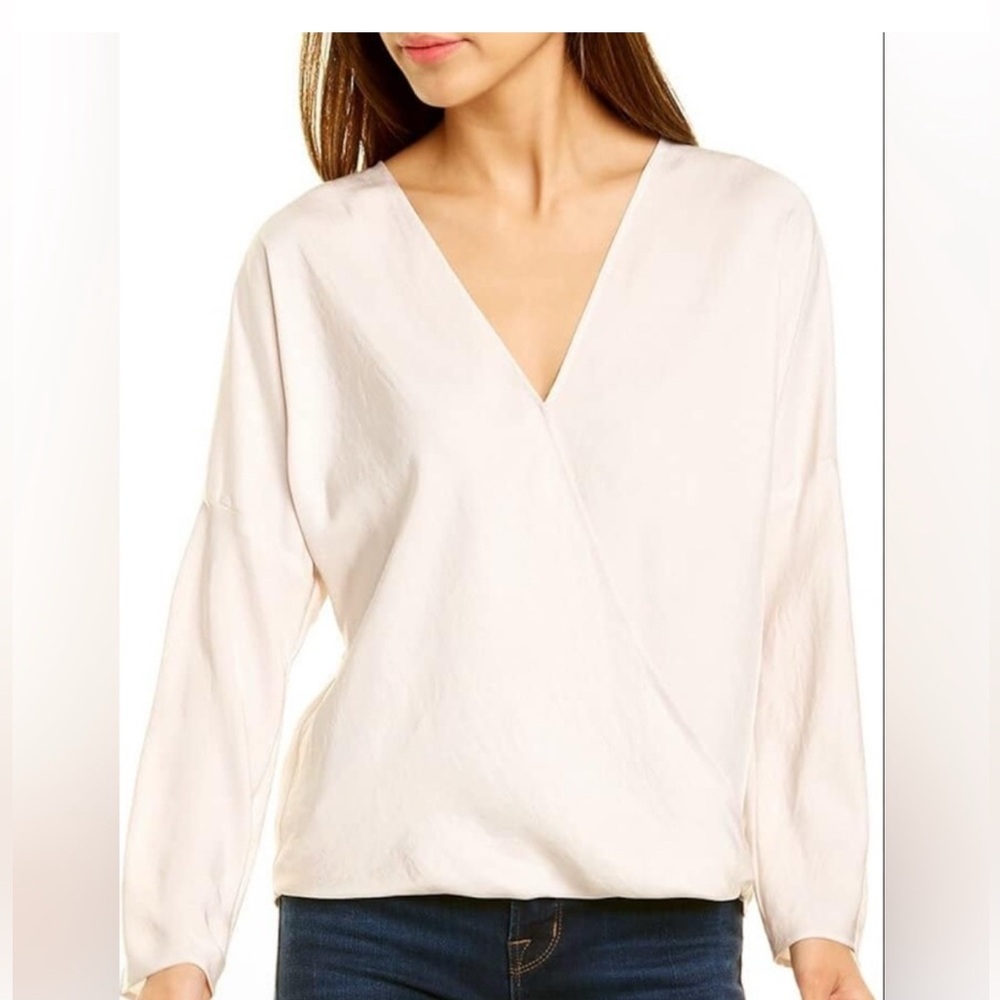 Woman's VINCE - Crossover Blouse in Oat Blush. Size M